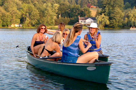 The RHONY cast in a canoe