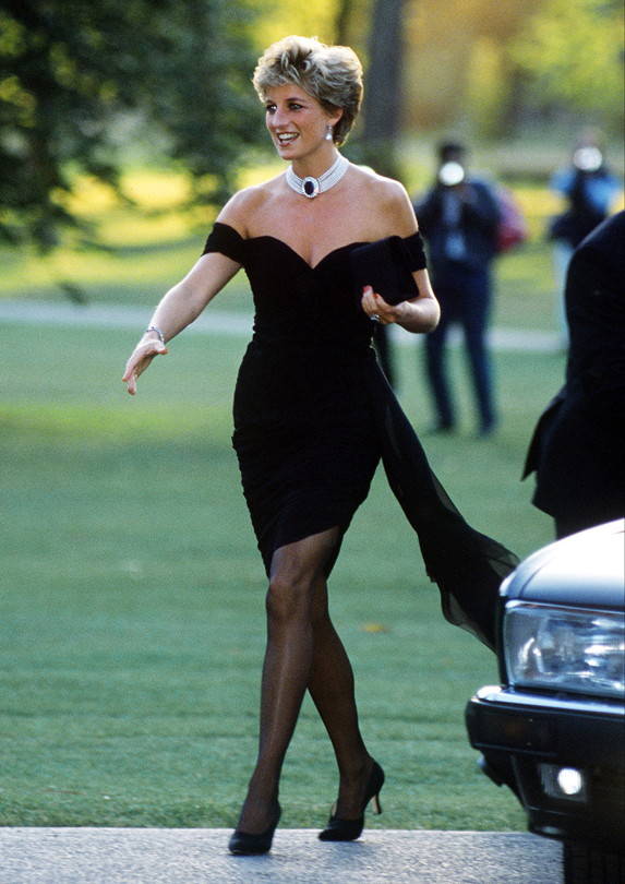 Princess Diana black off shoulder dress