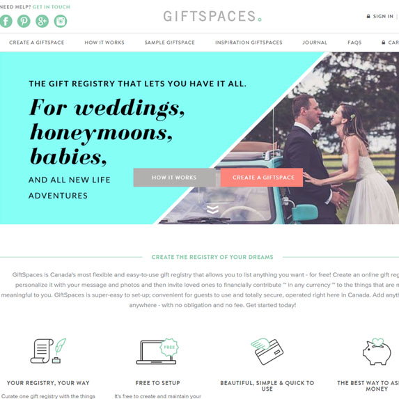 GiftSpaces Canadian registry