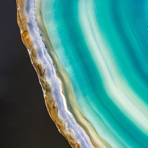 Closeup of the gorgeous agate gemstone, with beautiful shades of aqua and turquoise