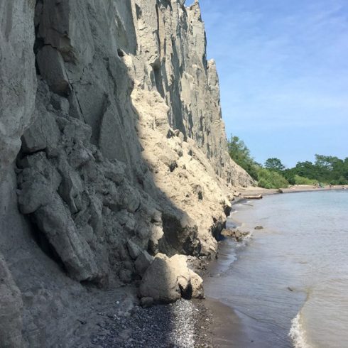 Side of the sandy bluffs, meeting with the water