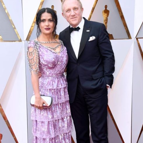 Salma Hayek with her husband on the red carpet