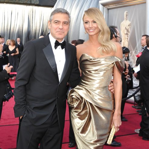 Stacy Kiebler on the red carpet with George Clooney