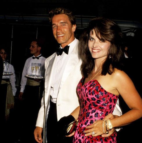 Arnold Schwarzenegger and Maria Shriver at an event in eveningwear