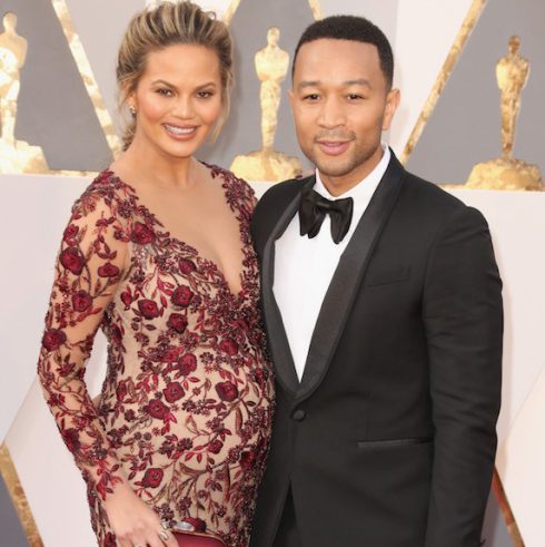 John Legend and pregnant Chrissy Teigen at the Academy Awards