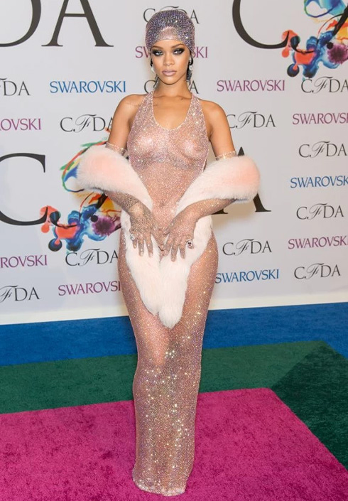Rihanna arriving at the 2014 CFDA Fashion Awards