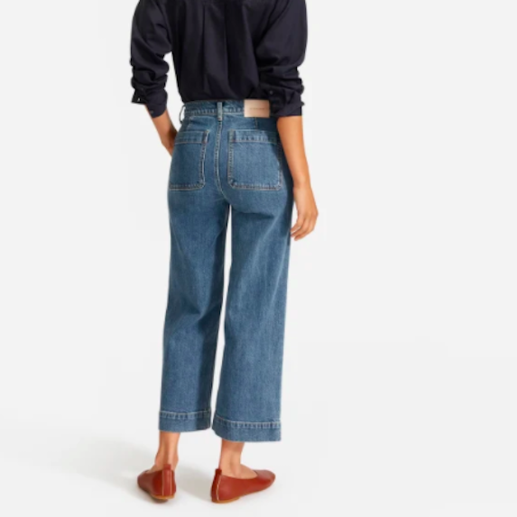 high waist blue denim jeans