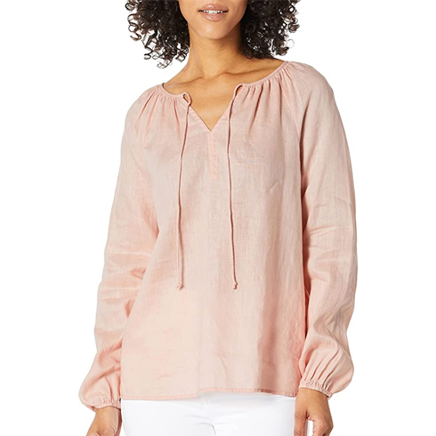 Linen blouse in pink