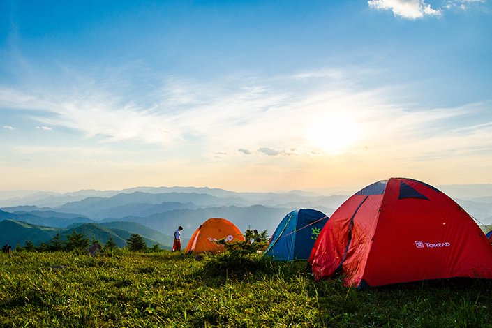 tents set up along a mountainside