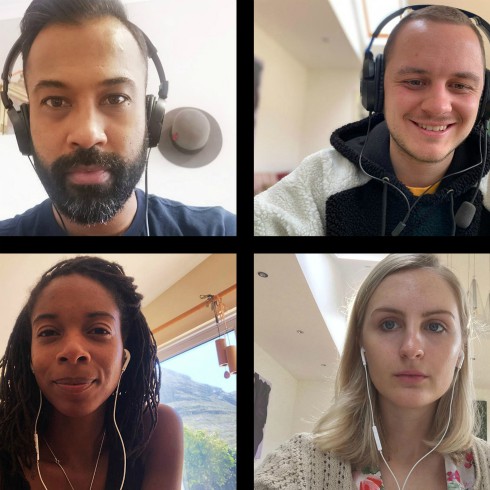 Zoom meeting with four people on a video call