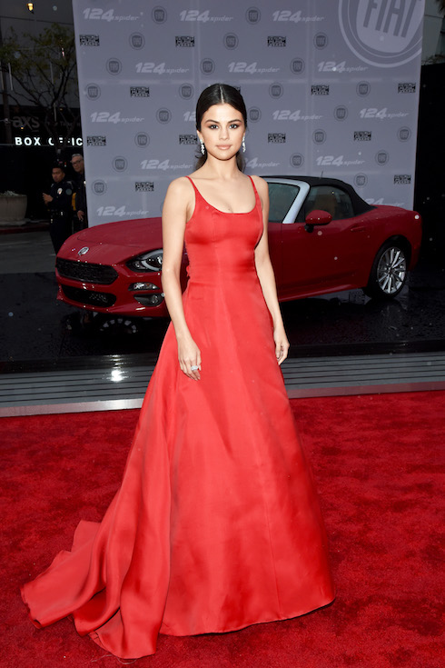 Selena Gomez wears a red ballgown to the American Music Awards in 2016