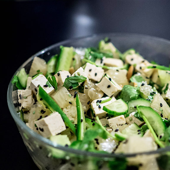 Green salad with tofu