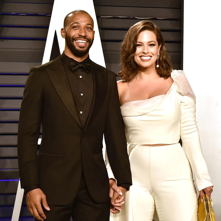 Justin Ervin and Ashley Graham at a red carpet event
