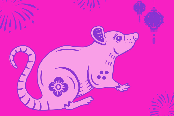 A graphic of a rat for Lunar New Year 2021