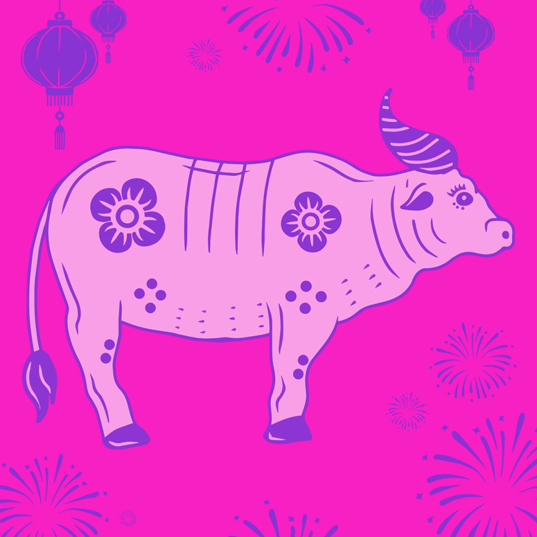 Graphic of an ox for Lunar New Year 2021