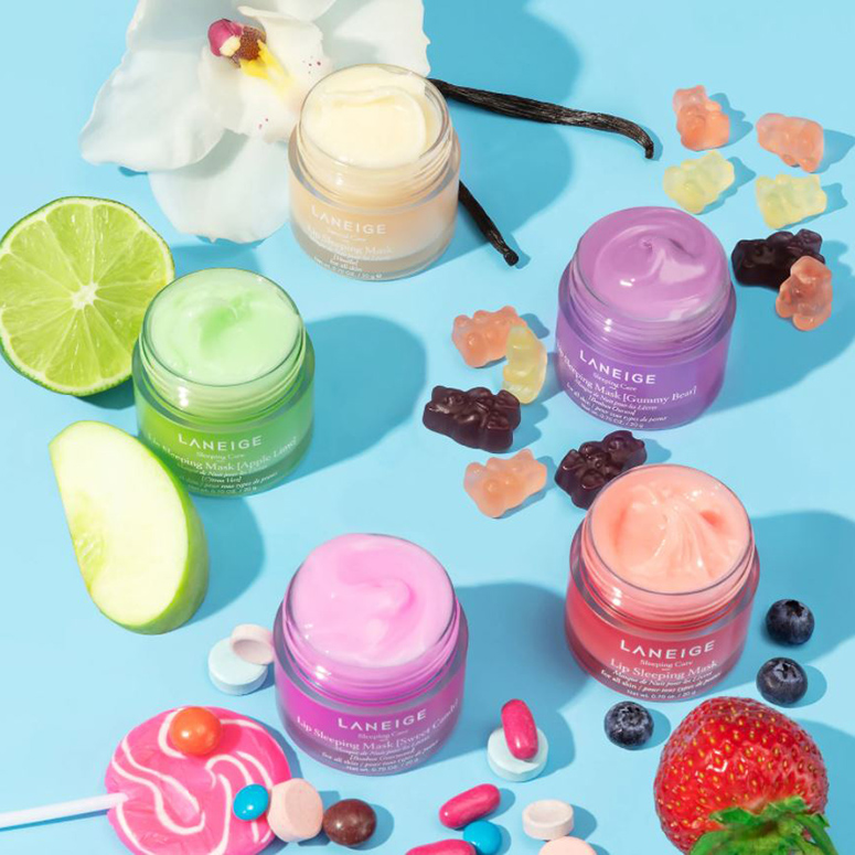 LANEIGE lip sleeping mask products in a variety of scents