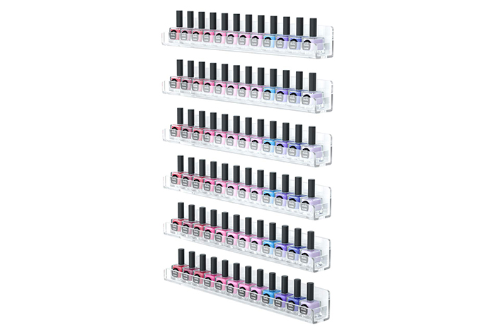 a clear nail polish shelf rack