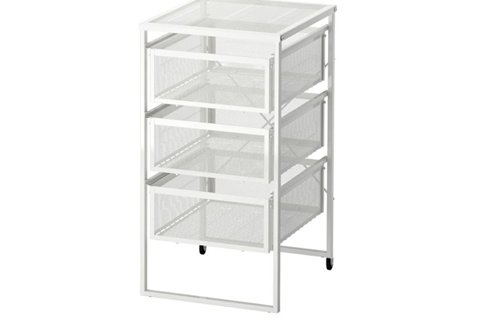 a clear office-style storage rack