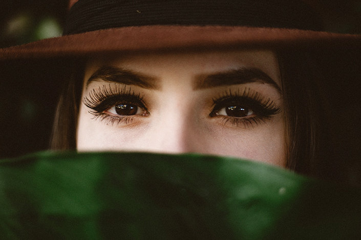 a closeup of a while woman's eyes and eyebrows