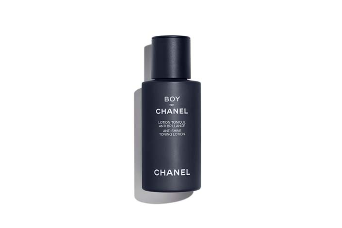 a small black bottle of toning lotion for men