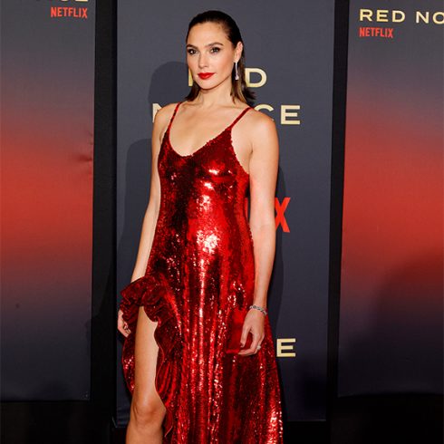 Gal Gadot in a sequin red dress