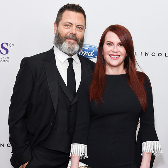 Megan Mullally and Nick Offerman at an event
