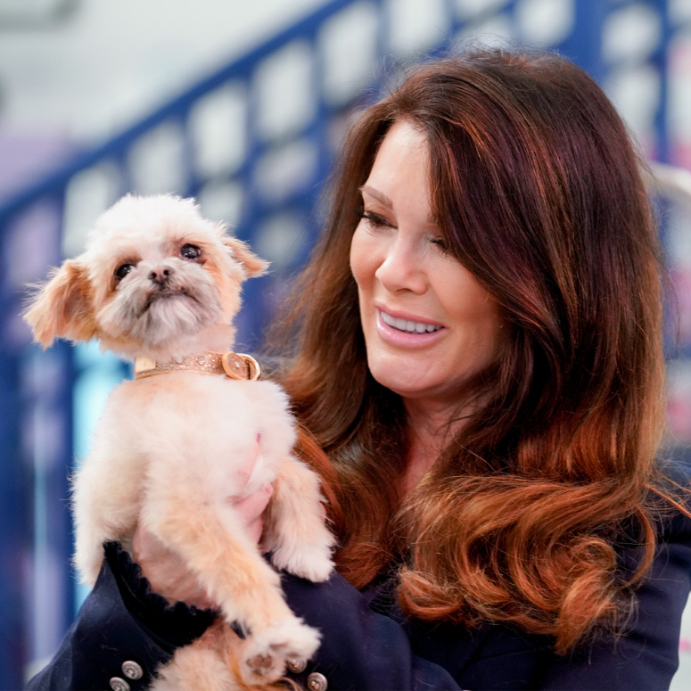 Lisa Vanderpump with small dog