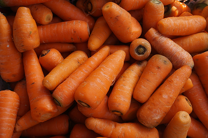 Stubby carrots in a pile