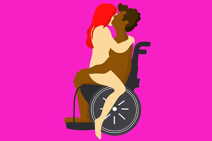 illustration of person sitting in wheelchair with another person straddling them