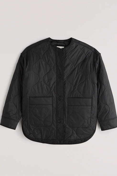 Black quilted poly jacket