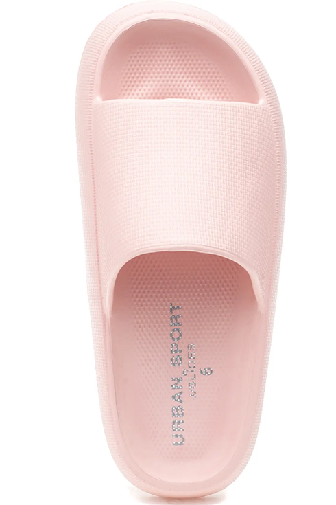 Pink rubber slide sandals