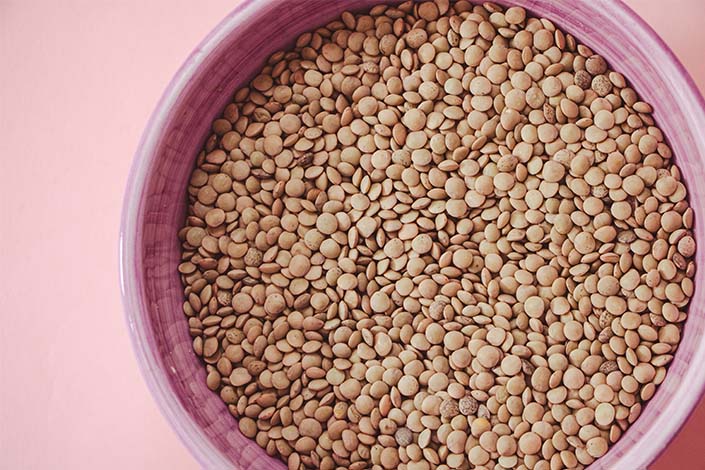 Bowl of dry lentils