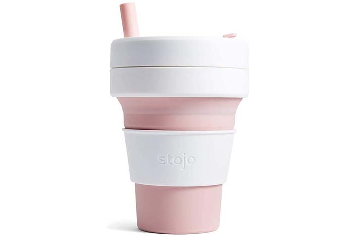  A pink collapsible coffee cup