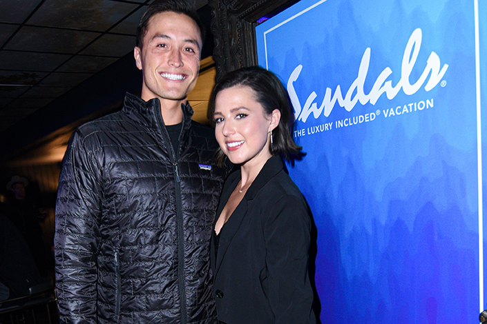 John Hersey and Katie Thurston attend a private event at the Hyde Lounge at the Crypto.com Arena hosted by Sandals Resorts for the Justin Bieber concert on March 07, 2022 in Los Angeles, California. 