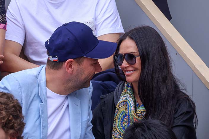 Humm and Demi Moore are seen during the 2022 French Open at Roland Garros