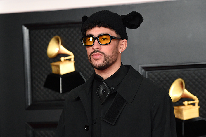 Bad Bunny attends the 63rd Annual GRAMMY Awards at Los Angeles Convention Center on March 14, 2021