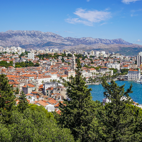 A shot of the city of Split, Croatia with watrefront views