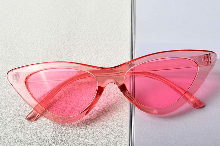 Neon pink cat-eye sunglasses