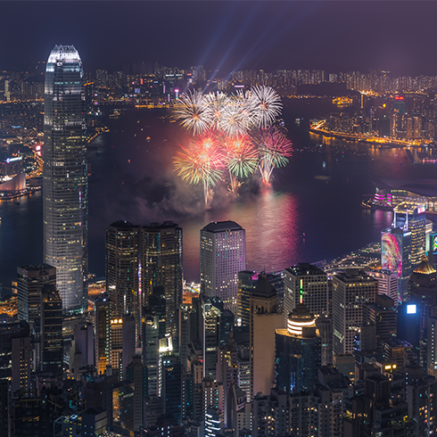 2016 Hong Kong Chinese New Year Fireworks - Fotografía de stock