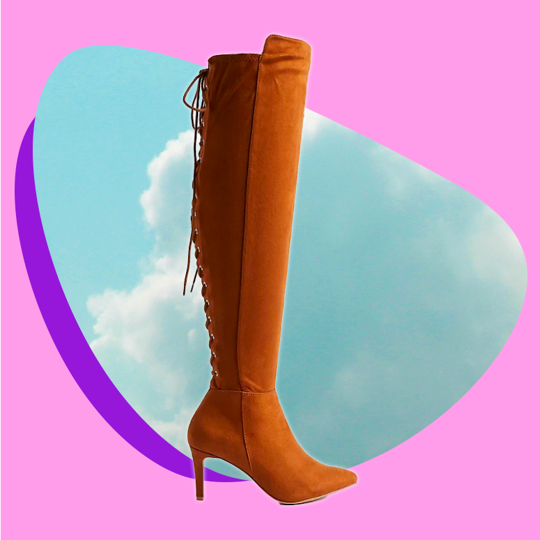 A stylish heeled boot with a lace-up back