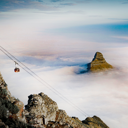 A shot of a gondola in the cliffs of Cape Town, South Africa