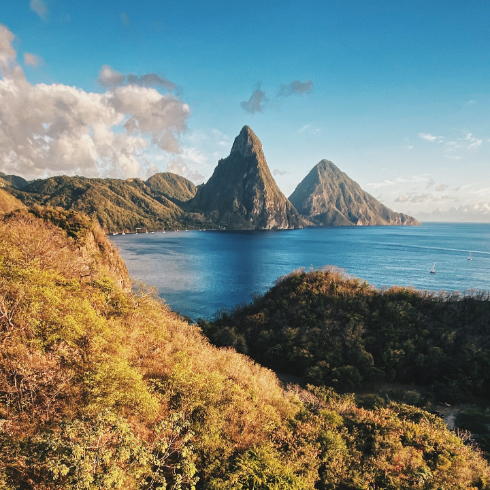 A shot of the coastline in St. Lucia