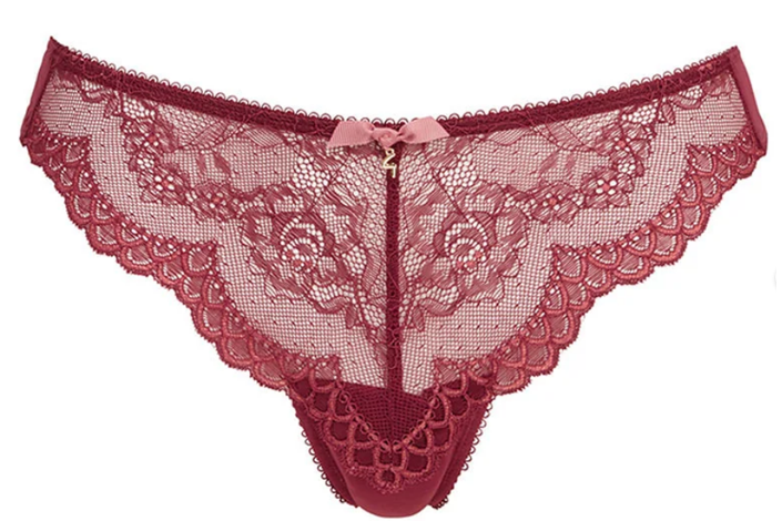A red lace thong