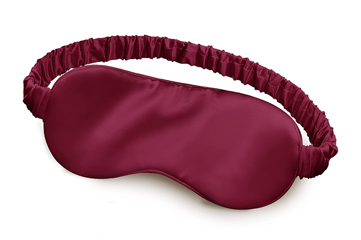 A red silky eye mask