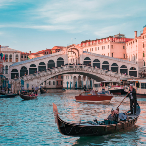 A gondola boat in a Venice canal
