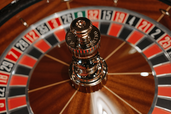Closeup of a roulette wheel