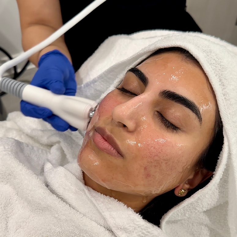 Mali Raja getting a facial at a medi-spa