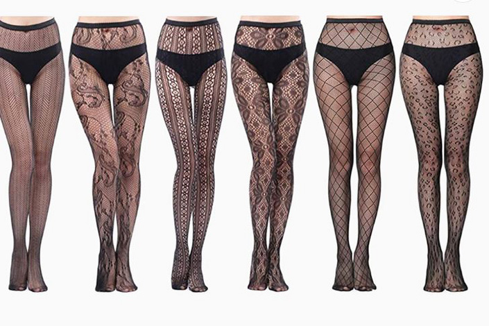 black lace patterned tights