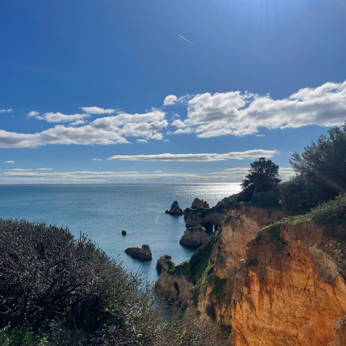 A shot of the cliffside in the Algarve, Portugal