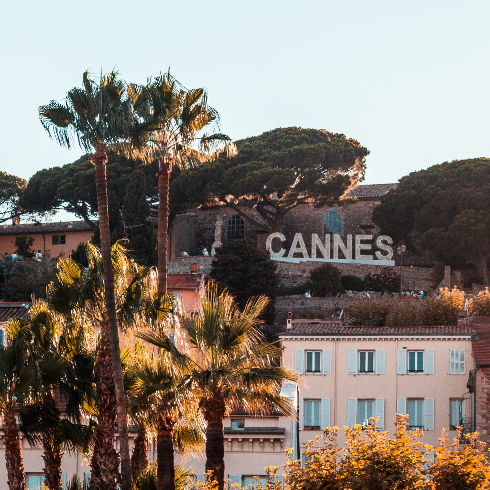 A shot of the Cannes sign in Cannes, France